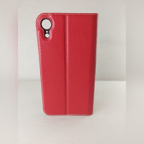 Copmob Orange IPXR iPhone XR Fold Multi-Material Genuine Leather Flip Case - Picture 2 of 11